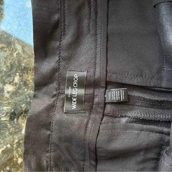 White House Black Market linen blend wide leg crop pants. Lace detail. EUC - Picture 9 of 15